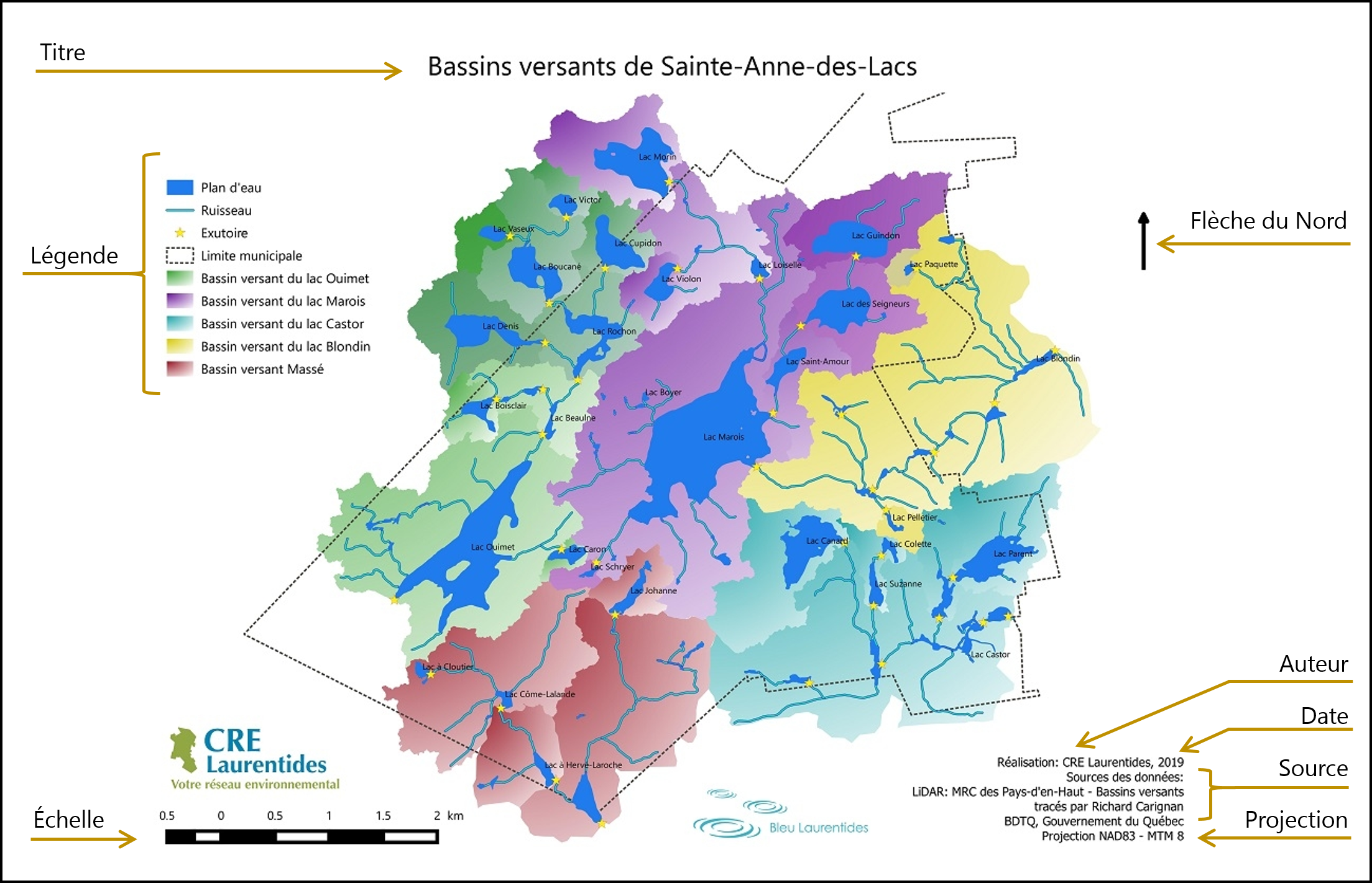 Éléments indispensables d'une carte (source: https://crelaurentides.org/).