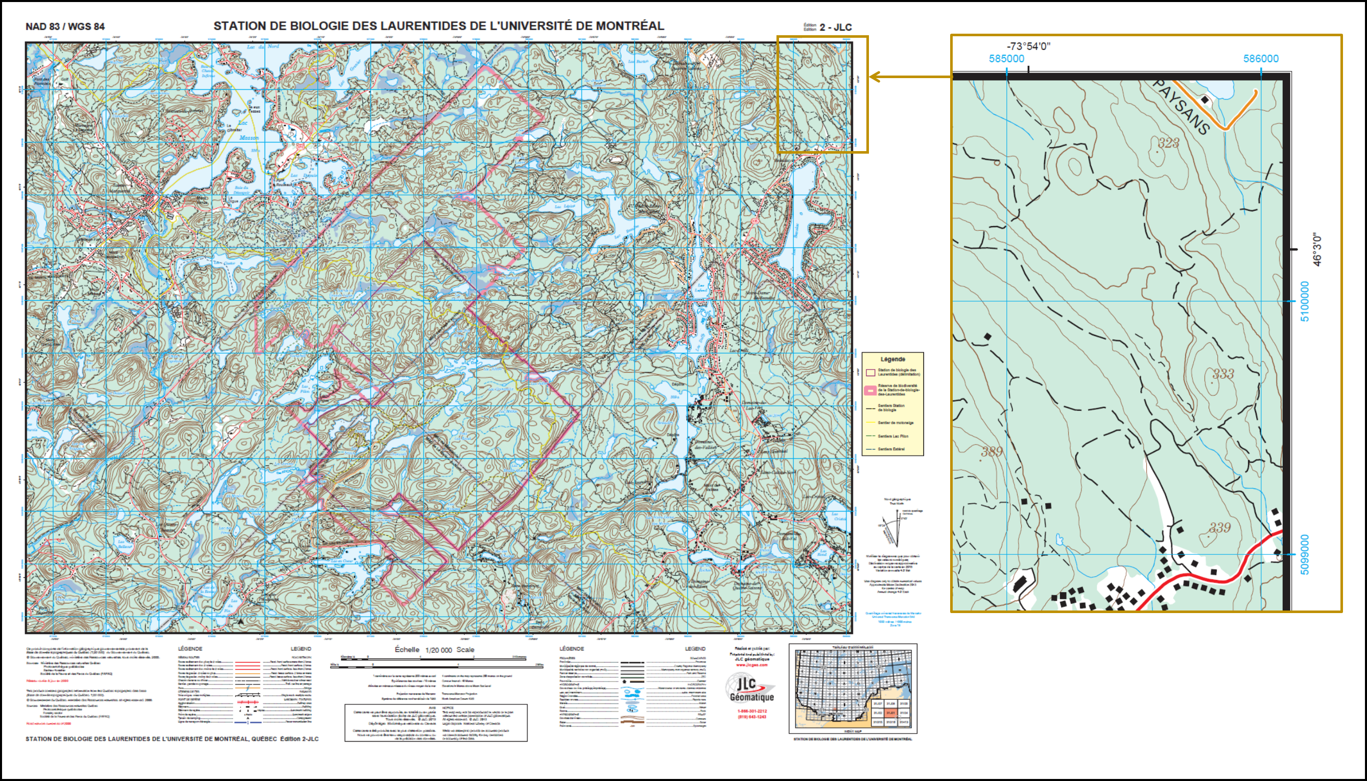Les graticules et le quadrillage peuvent être utilisées sur une même carte (source:https://sbl.umontreal.ca/) .