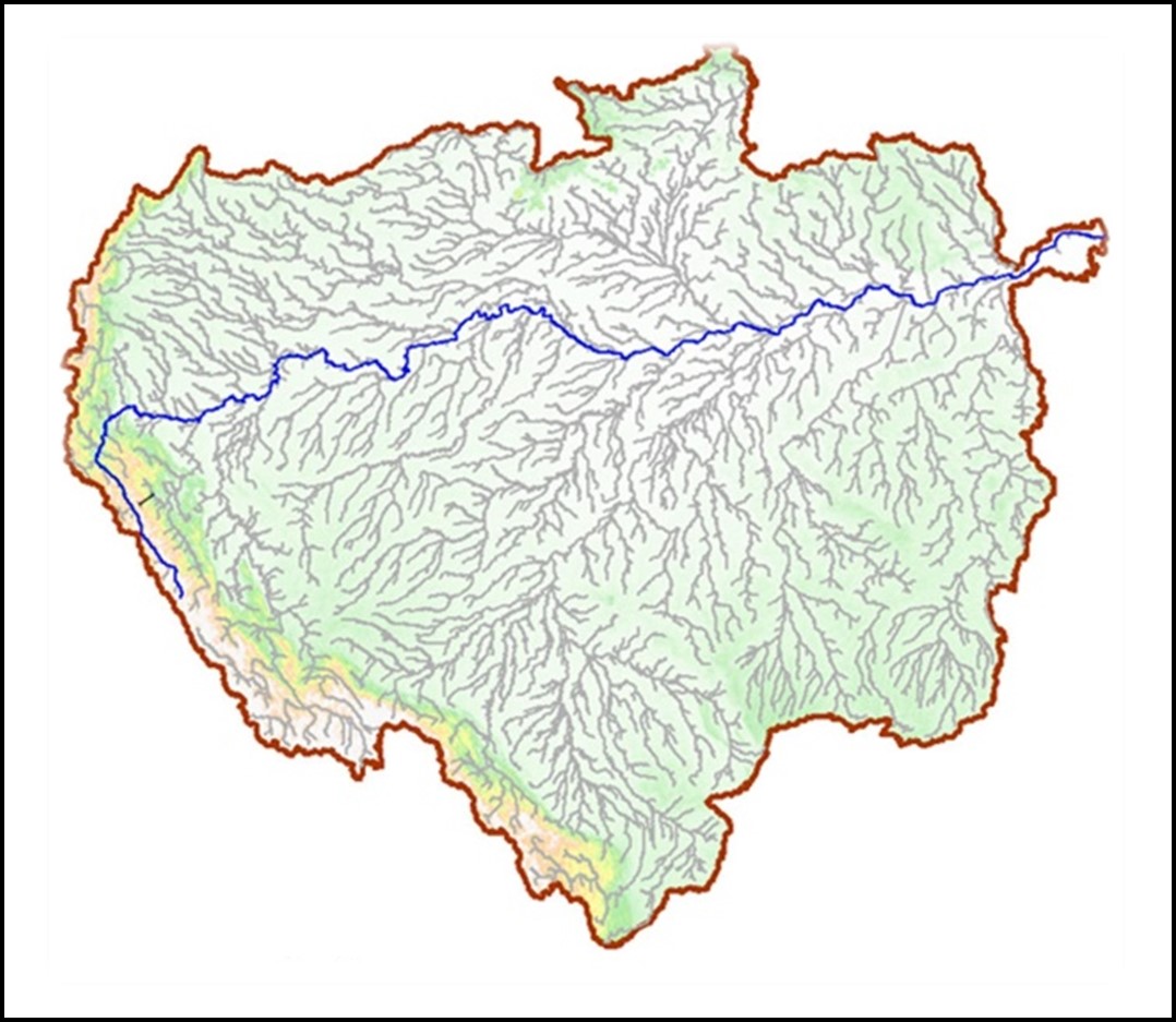 Le réseau hydrologique du bassin de l’Amazone représente un exemple d’un ensemble de polylignes. Source : Wang et al. 2020.