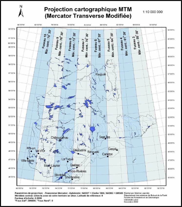 Projection Mercator Transverse Modifiée au Québec. Source: @Lapointe2005