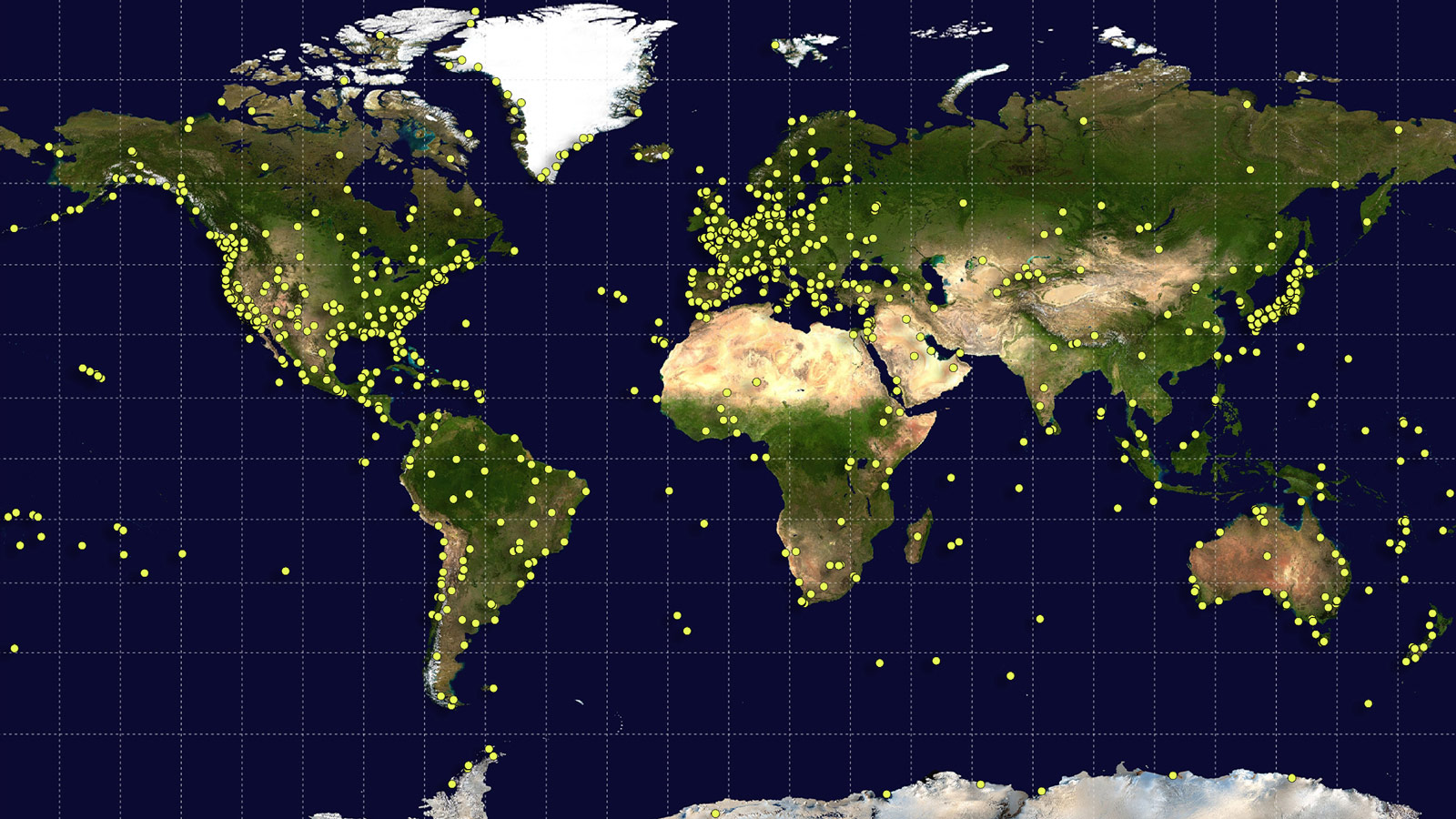 Réseau de repères terrestres en vue d’établir le prochain ITRF. Source : NASA Earth Observatory